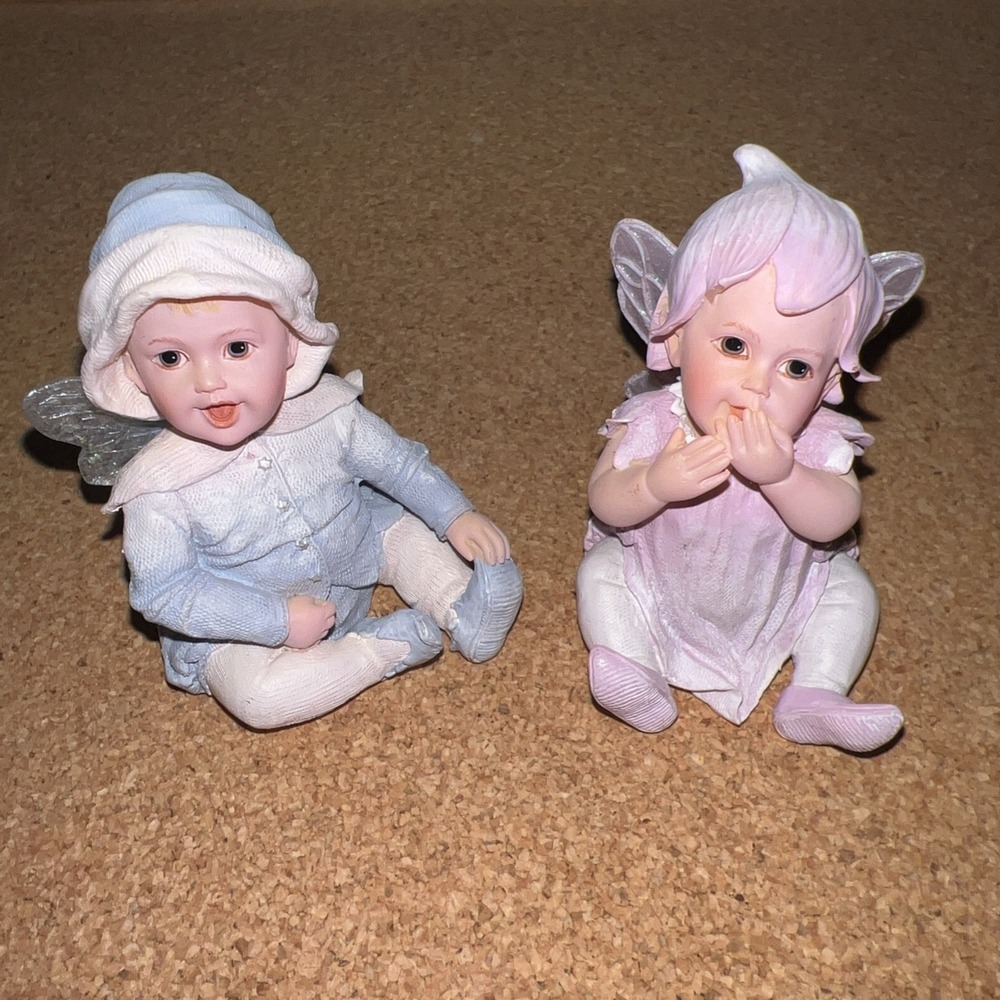 Boyds Bear Faerietots Figurines "Giggles" & "Oops" 2002 Limited Edition Set of 2
